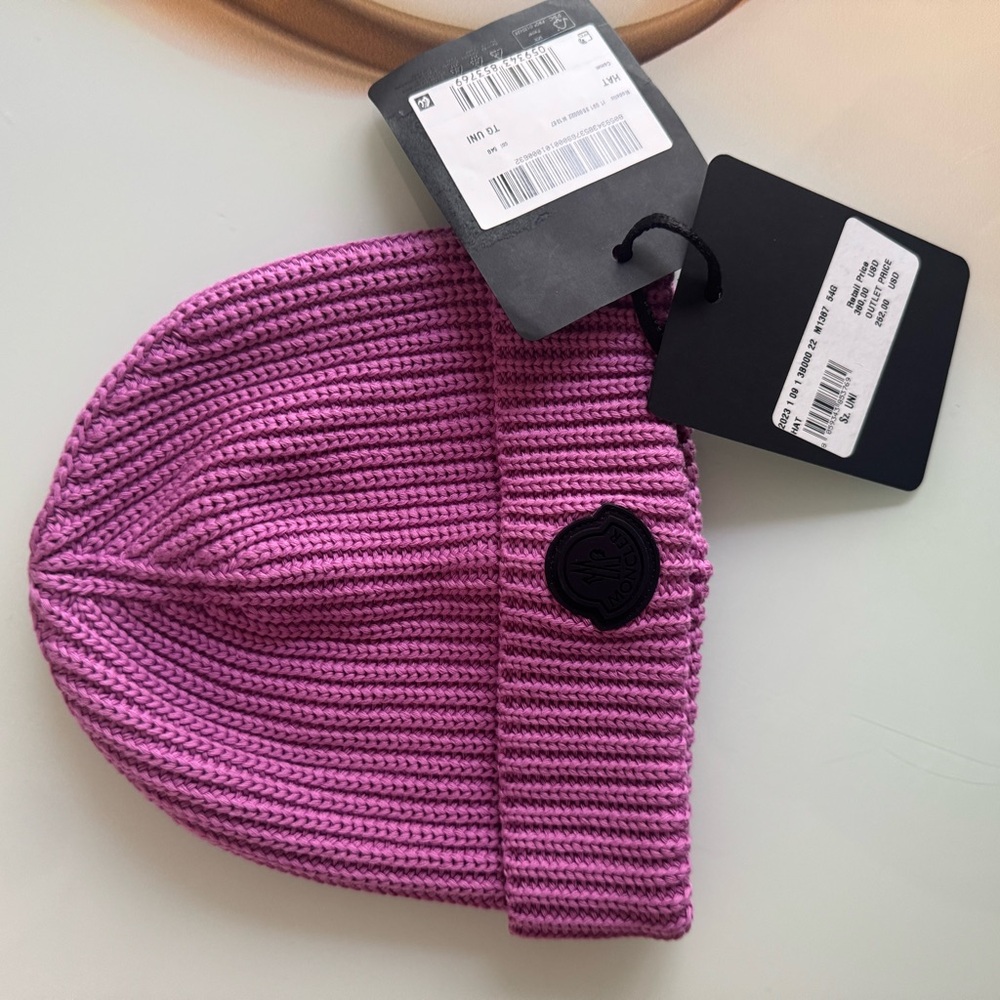 Moncler Kids Purple Knit Beanie